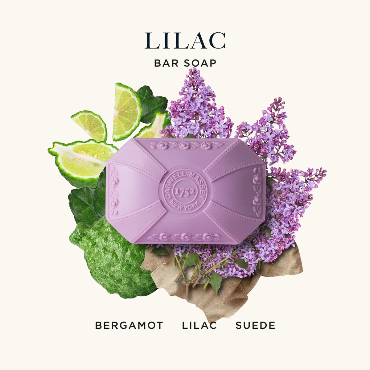 Caswell-Massey Lilac Soap packaging with floral design