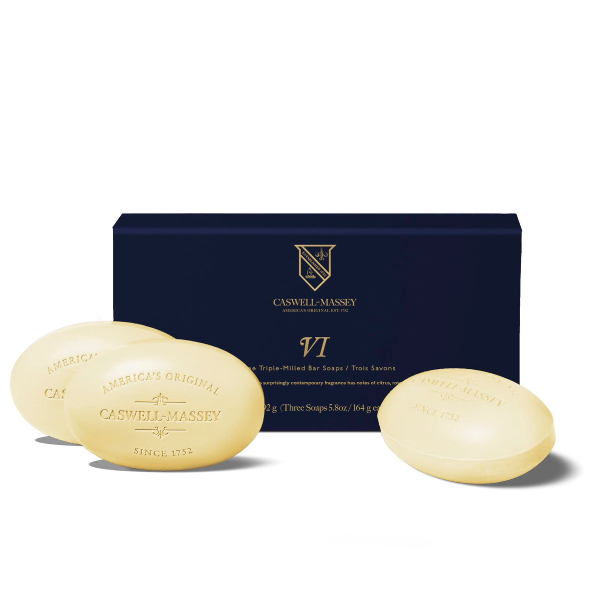 Caswell-Massey Men’s Bar Soap Gift Set front view with three bars