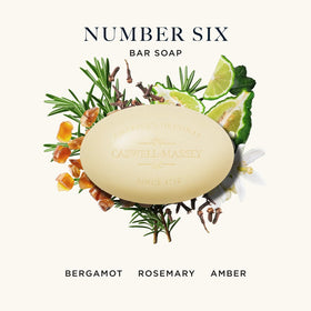 Caswell-Massey Number Six Bar Soap packaging detail