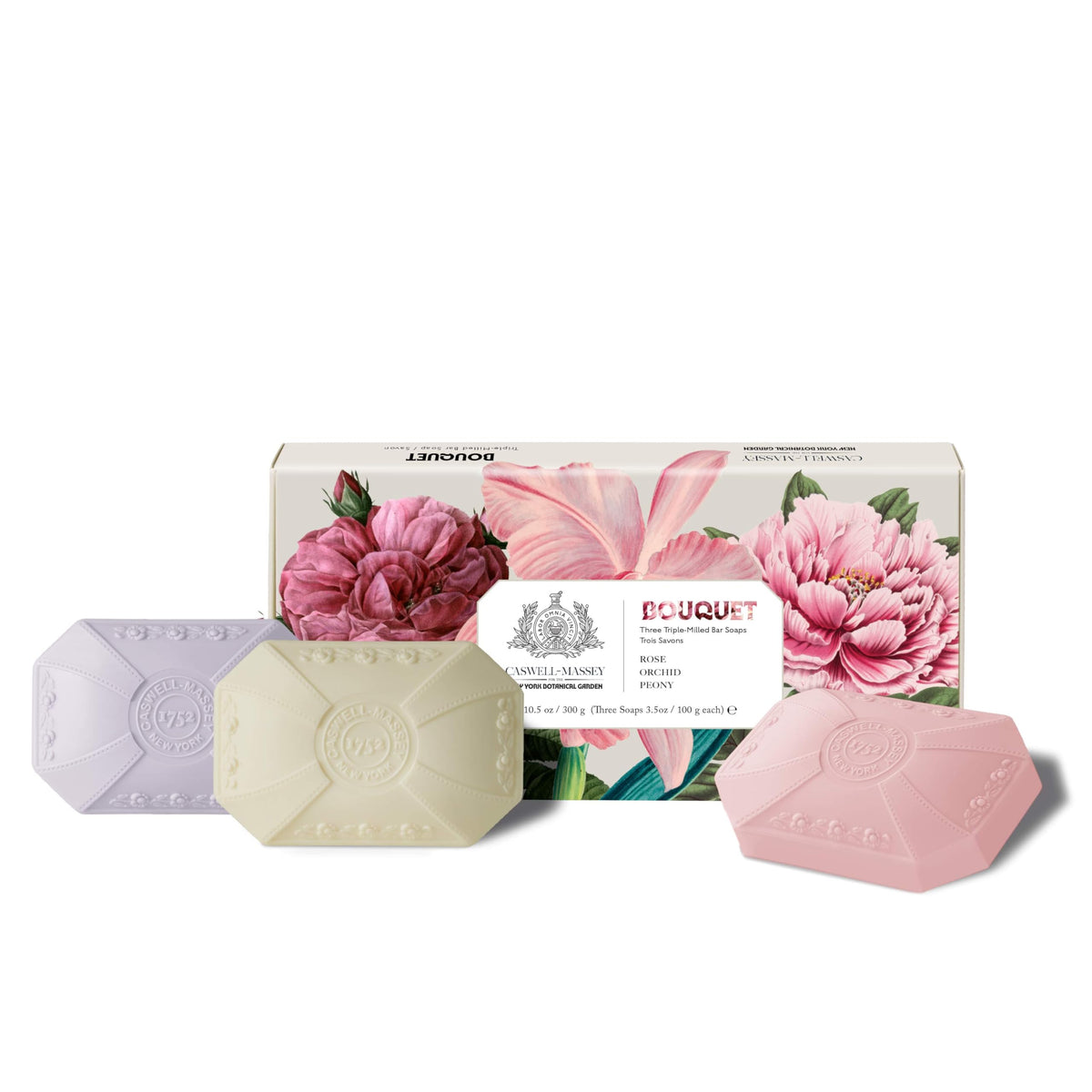 Caswell-Massey Peony Orchid Rose Soaps Gift Set front view