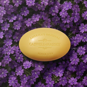 Caswell-Massey Verbena Bar Soap displayed on a bathroom countertop