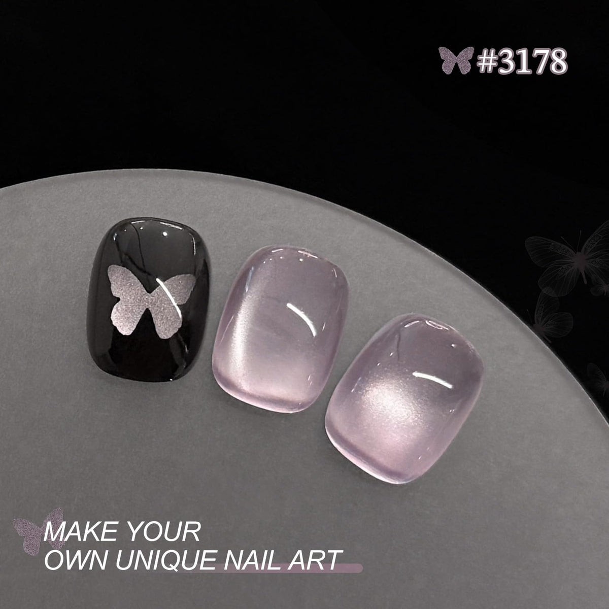 Cat eye magnet included in GAOY Purple Glitter Cat Eye Gel Polish set