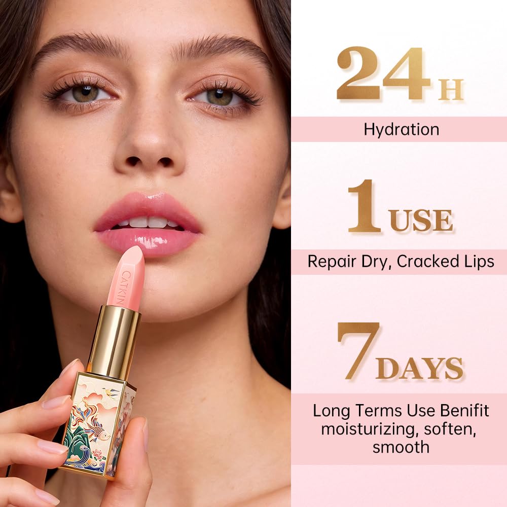 Catkin Lip Balm in hand demonstrating the colour change