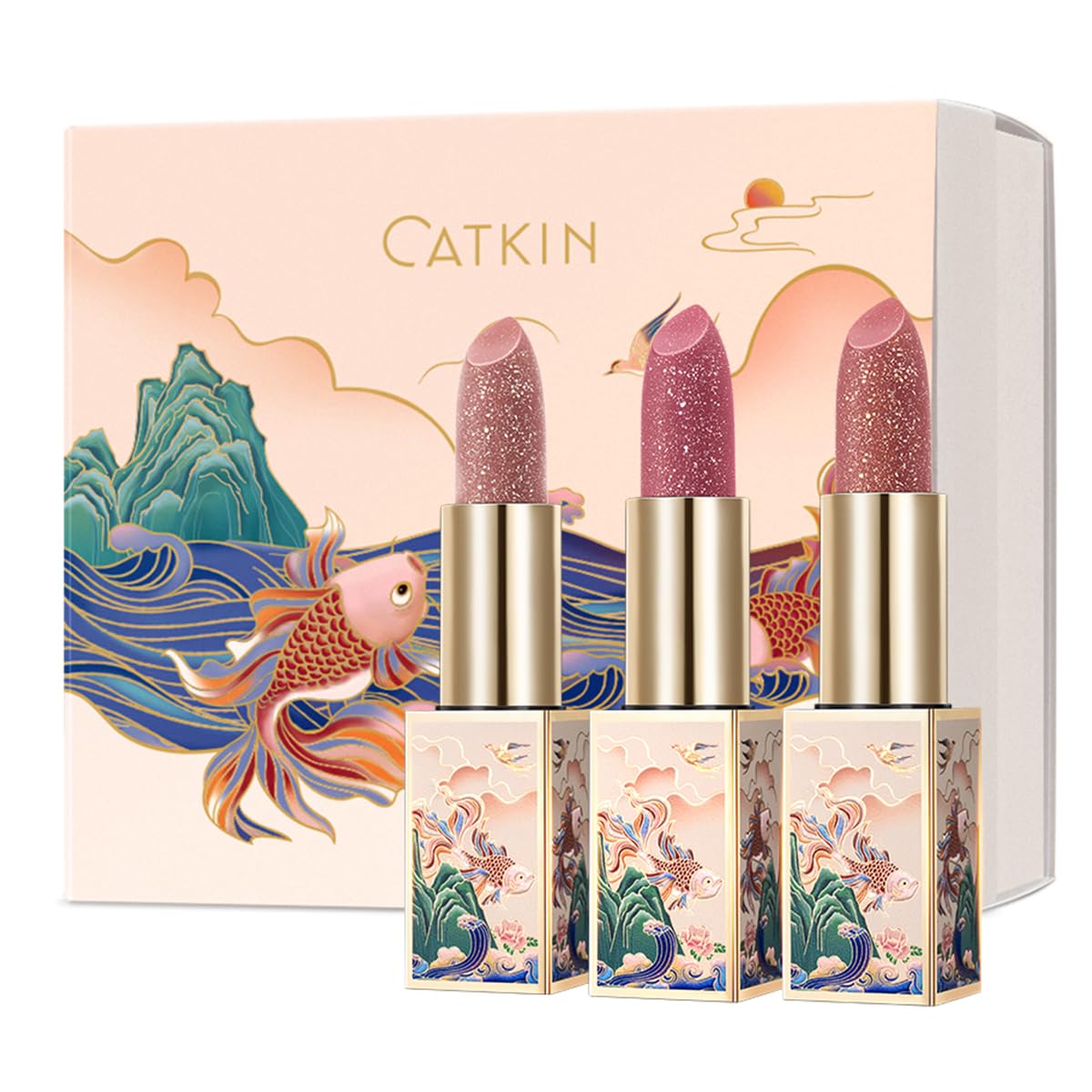 Catkin Lip Balm Tinted Changing Lipstick Gift Box with three shades