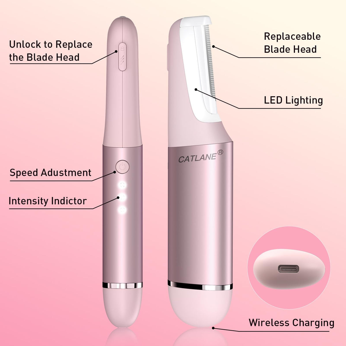 CATLANE Dermaplane Razor charging with USB cable