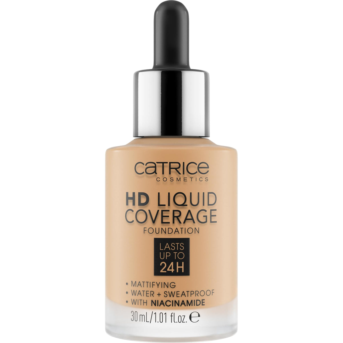 Catrice HD Liquid Coverage Foundation 035 Natural Beige dropper applicator close-up