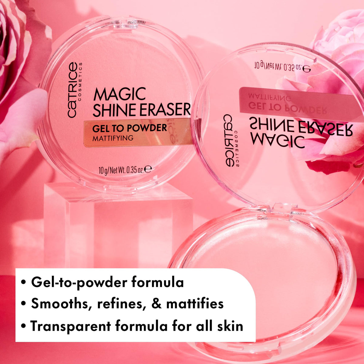Catrice Magic Shine Eraser Gel-To-Powder application with brush