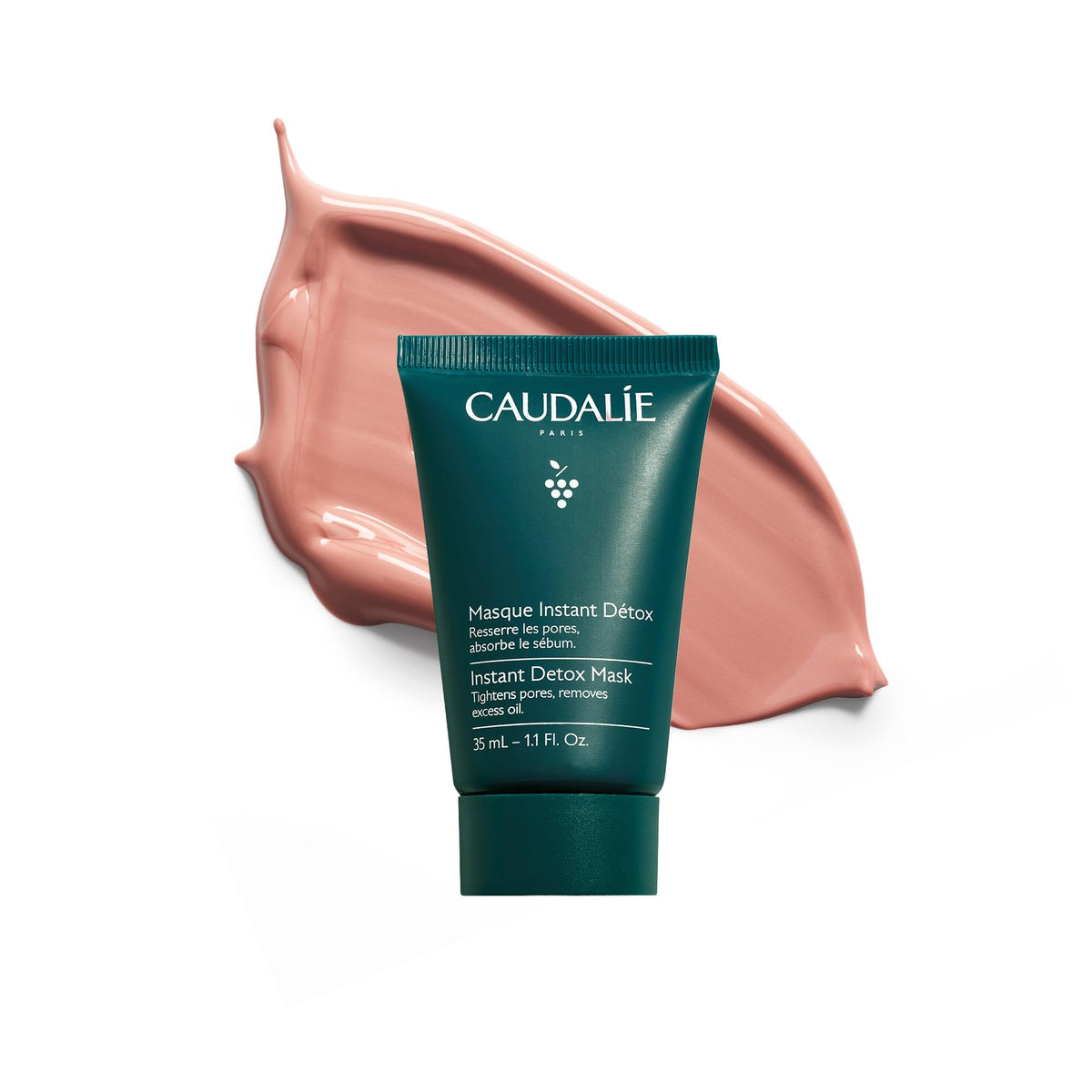 Caudalie Instant Detox Mask 35 mL front view with pink clay