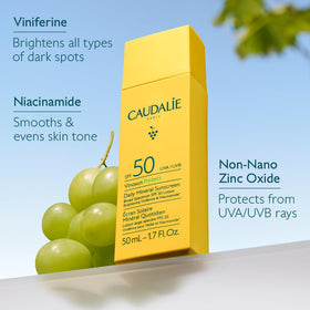 Caudalie products on a vanity setup