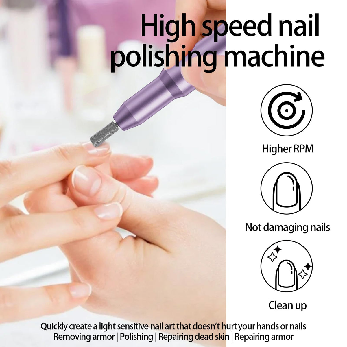 CBVCBV Nail Drill Kit showing nail art finishing