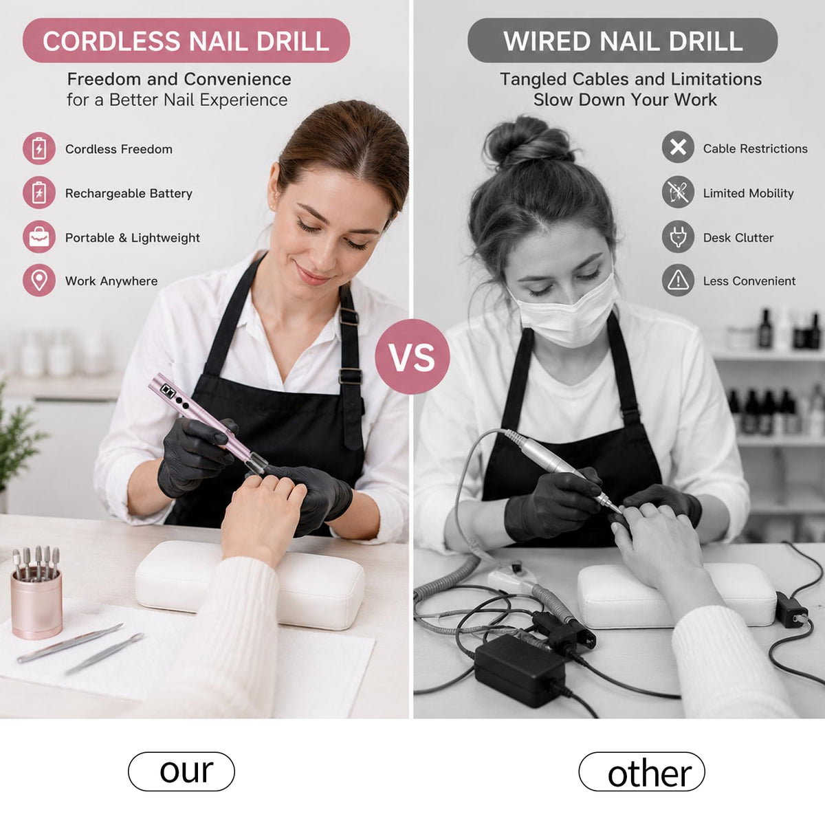 CBVCBV nail drill with 5 metal bits and sanding bands