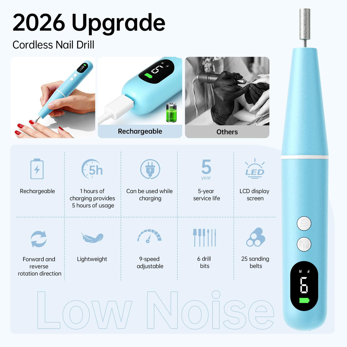 Ccigedy Cordless Nail Drill in elegant packaging