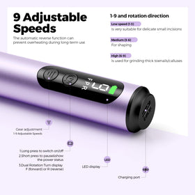 Ccigedy Cordless Nail Drill with LED display