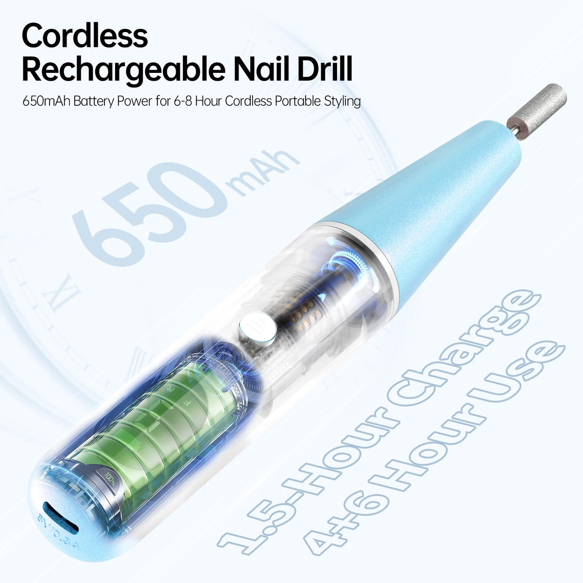 Ccigedy Cordless Nail Drill with LED display showing speed
