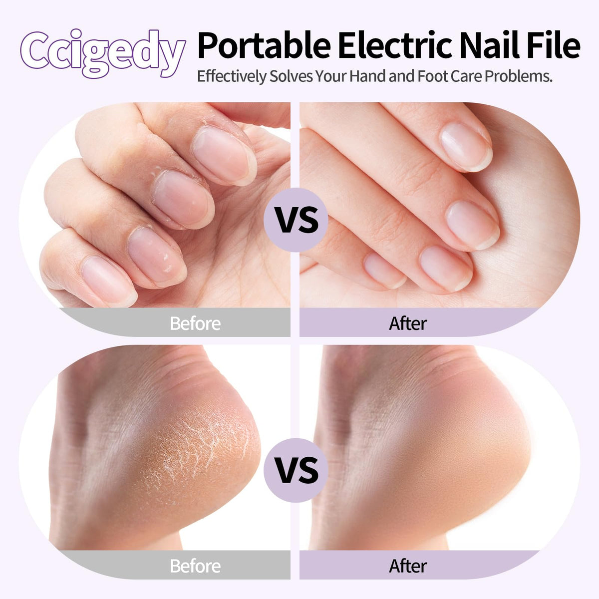 Ccigedy electric nail grinder showing included diamond and carbide bits