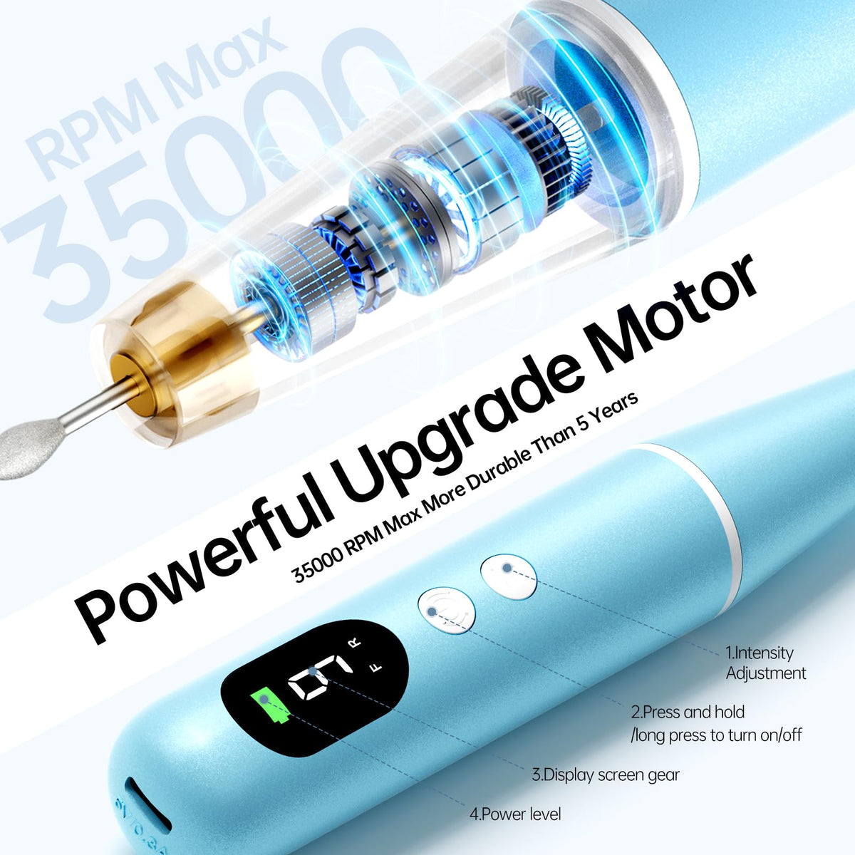Ccigedy Nail Drill in use on acrylic nails