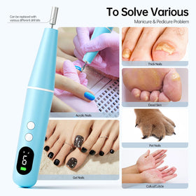 Ccigedy Nail Drill set with six drill bits on a white background