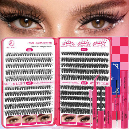 CCODDY Foxy Beauty Lash Clusters Kit 400PCS with tools and glue