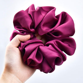 CEELGON Big Real Silk Scrunchies blue satin front view