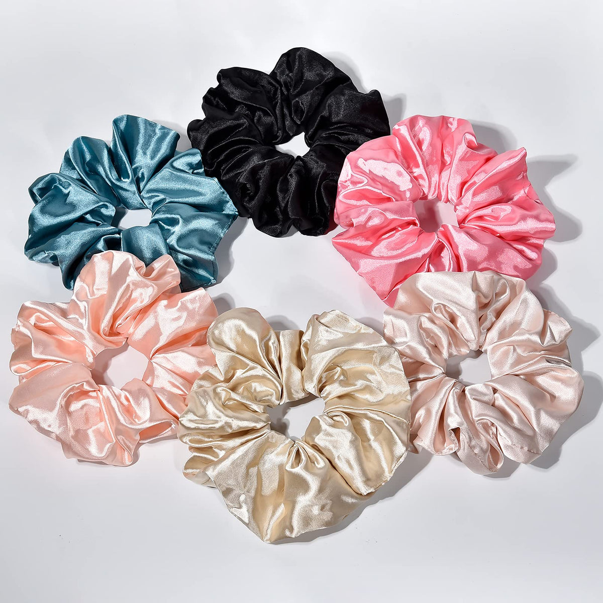CEELGON Big Real Silk Scrunchies in assorted colours including black and champagne