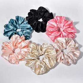 CEELGON Big Real Silk Scrunchies in assorted colours including black and champagne