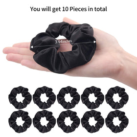 CEELGON Black Satin Silk Scrunchies worn on wrist