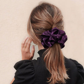 CEELGON large silk satin scrunchies in a hair styling scenario