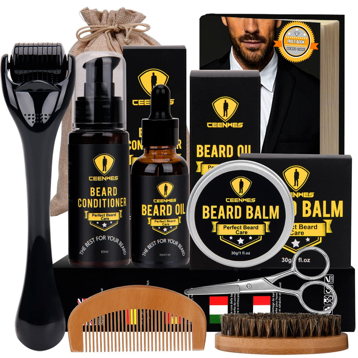 Ceenwes Beard Grooming Kit with scissors and storage bag