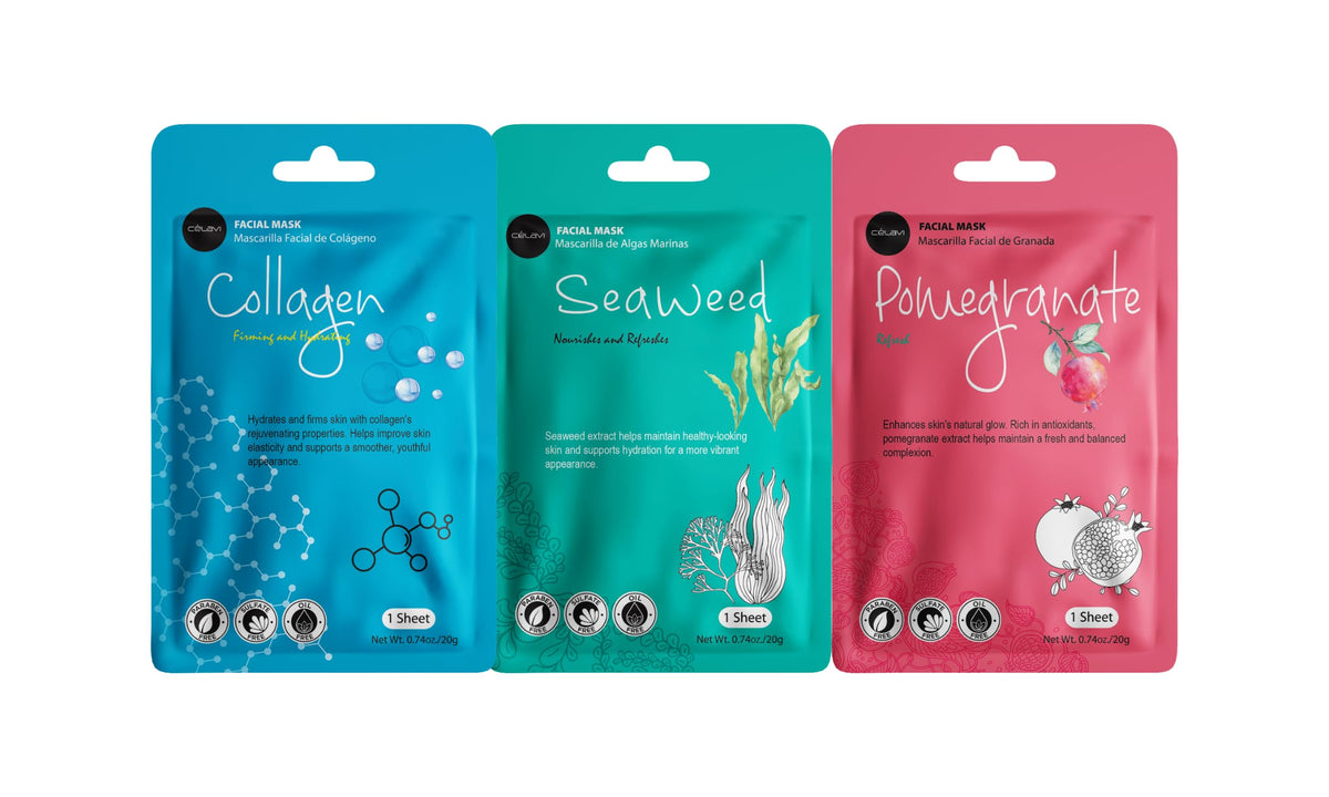 Celavi essence masks assortment with various formulas