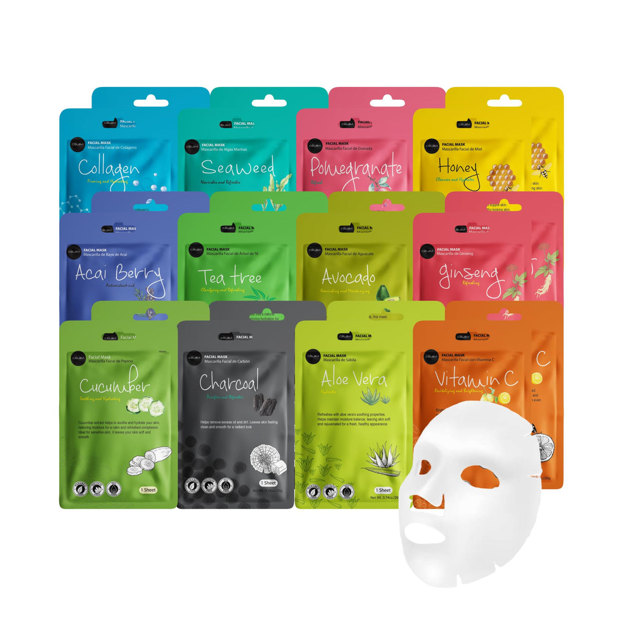 Celavi Face Mask Sheet Set 24 Pack front view