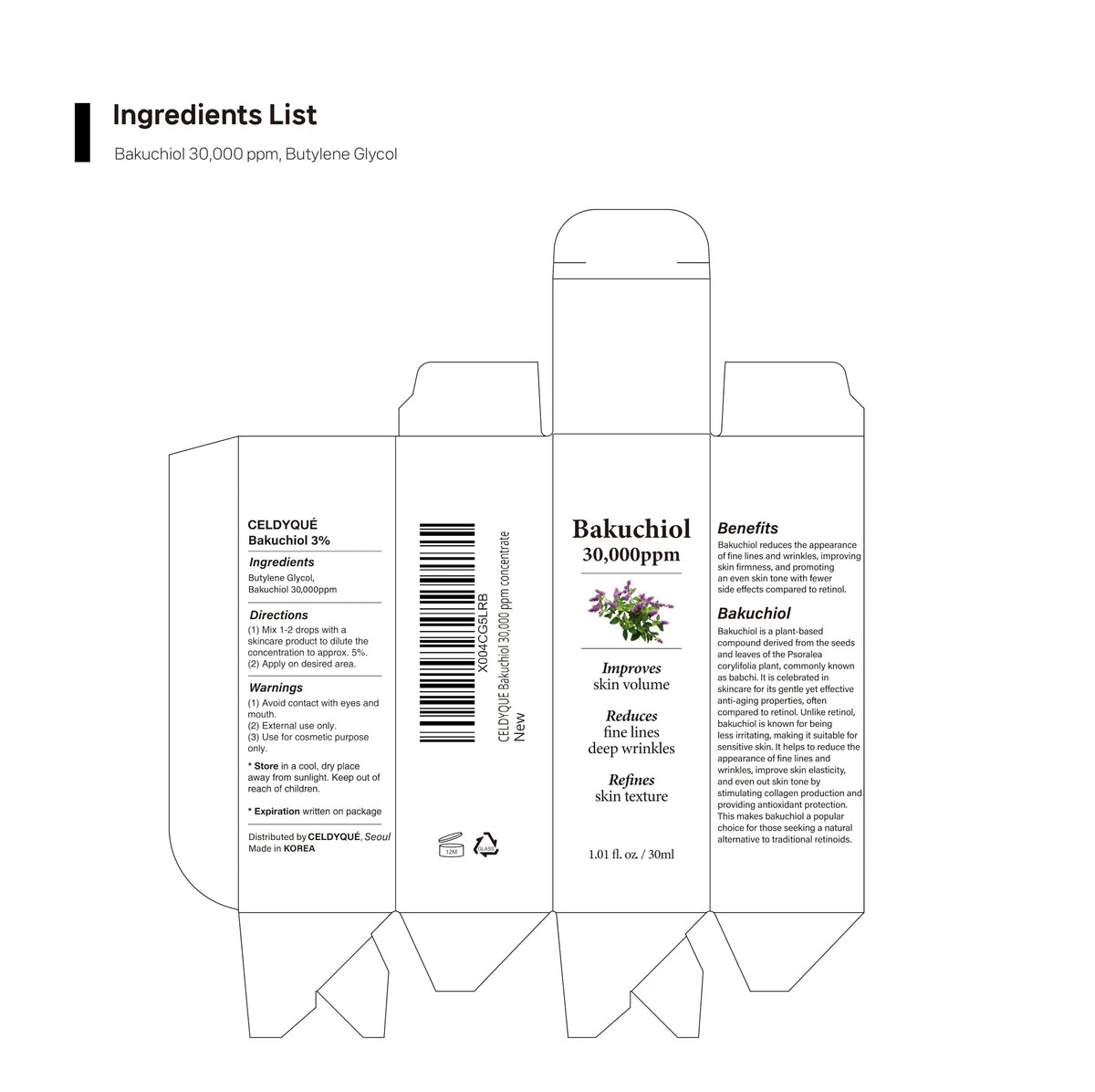 CELDYQUE Bakuchiol Concentrate Serum ingredients list
