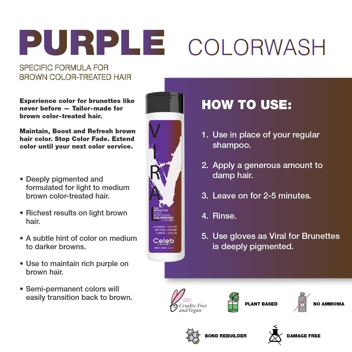 Celeb Luxury Purple Hair Color Depositing Shampoo 290g side view