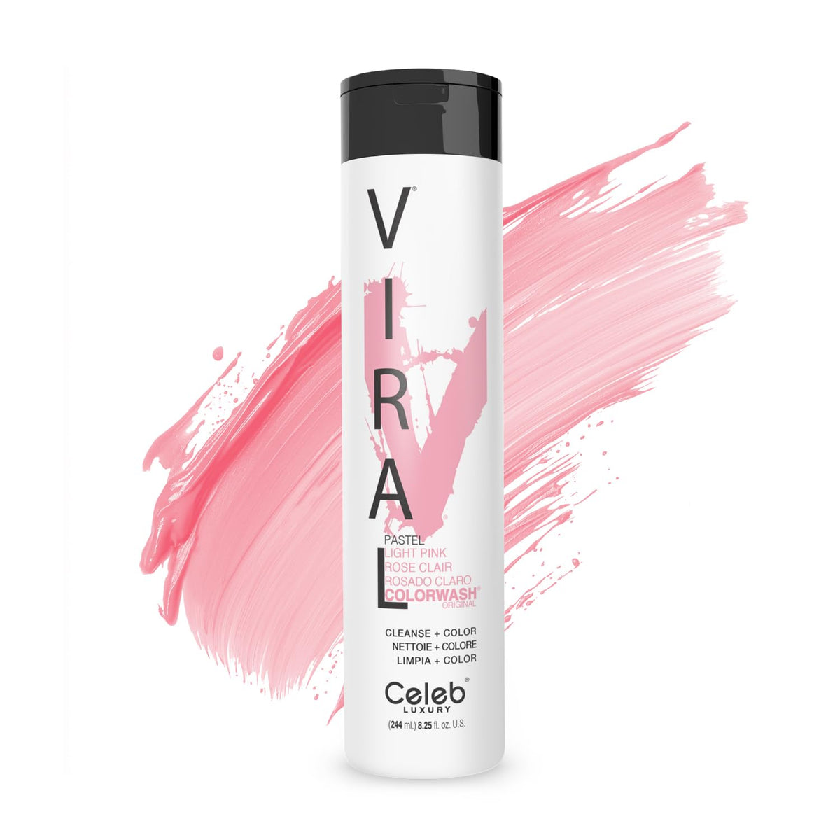 Celeb Luxury Viral Colorwash Pastel Light Pink shampoo bottle front view