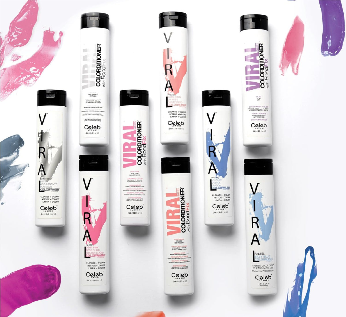 Celeb Luxury Viral Colorwash Rose Gold Shampoo in bathroom setting