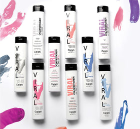 Celeb Luxury Viral Colorwash Rose Gold Shampoo in bathroom setting