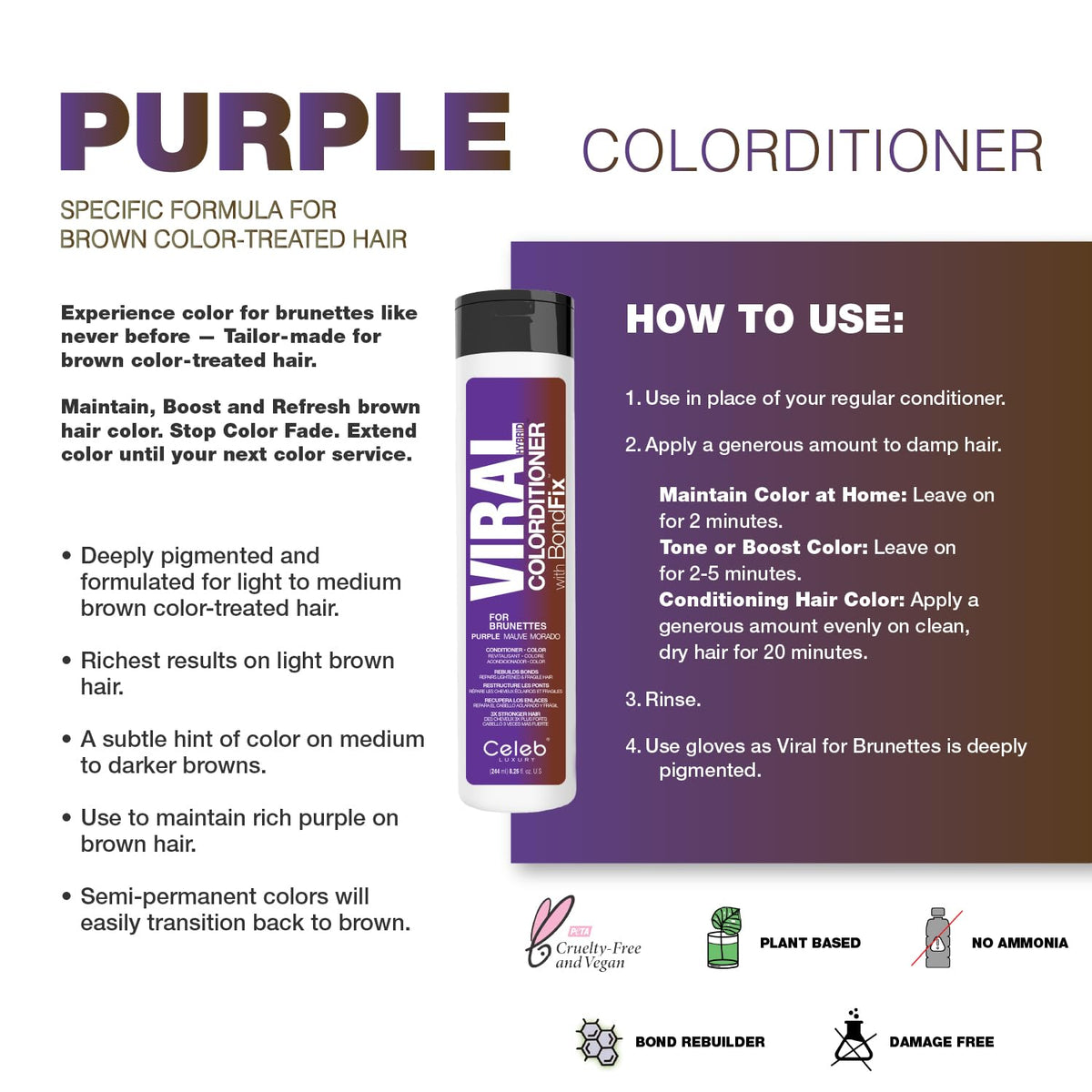 Celeb Luxury Viral Purple Conditioner application on hair