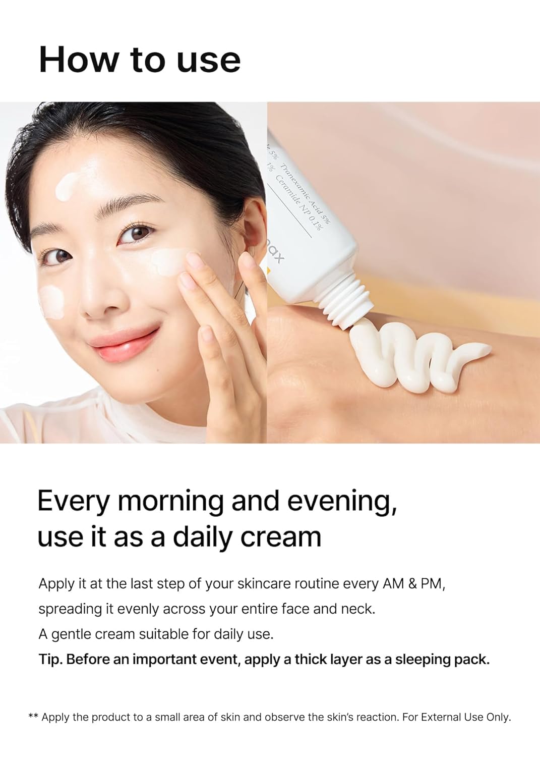 celimax Pore+Dark Spot Brightening Cream application on skin