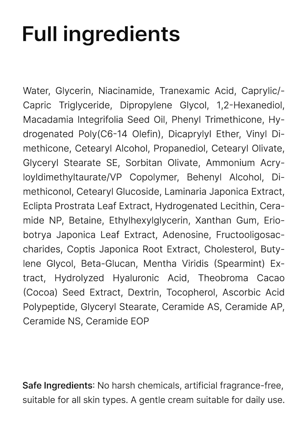 celimax Pore+Dark Spot Brightening Cream back view with ingredient list