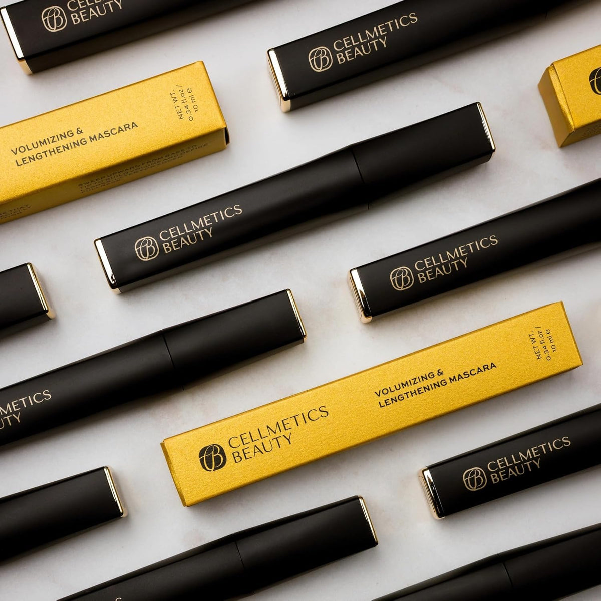 CELLMETICS BEAUTY Mascara in hand, demonstrating easy grip