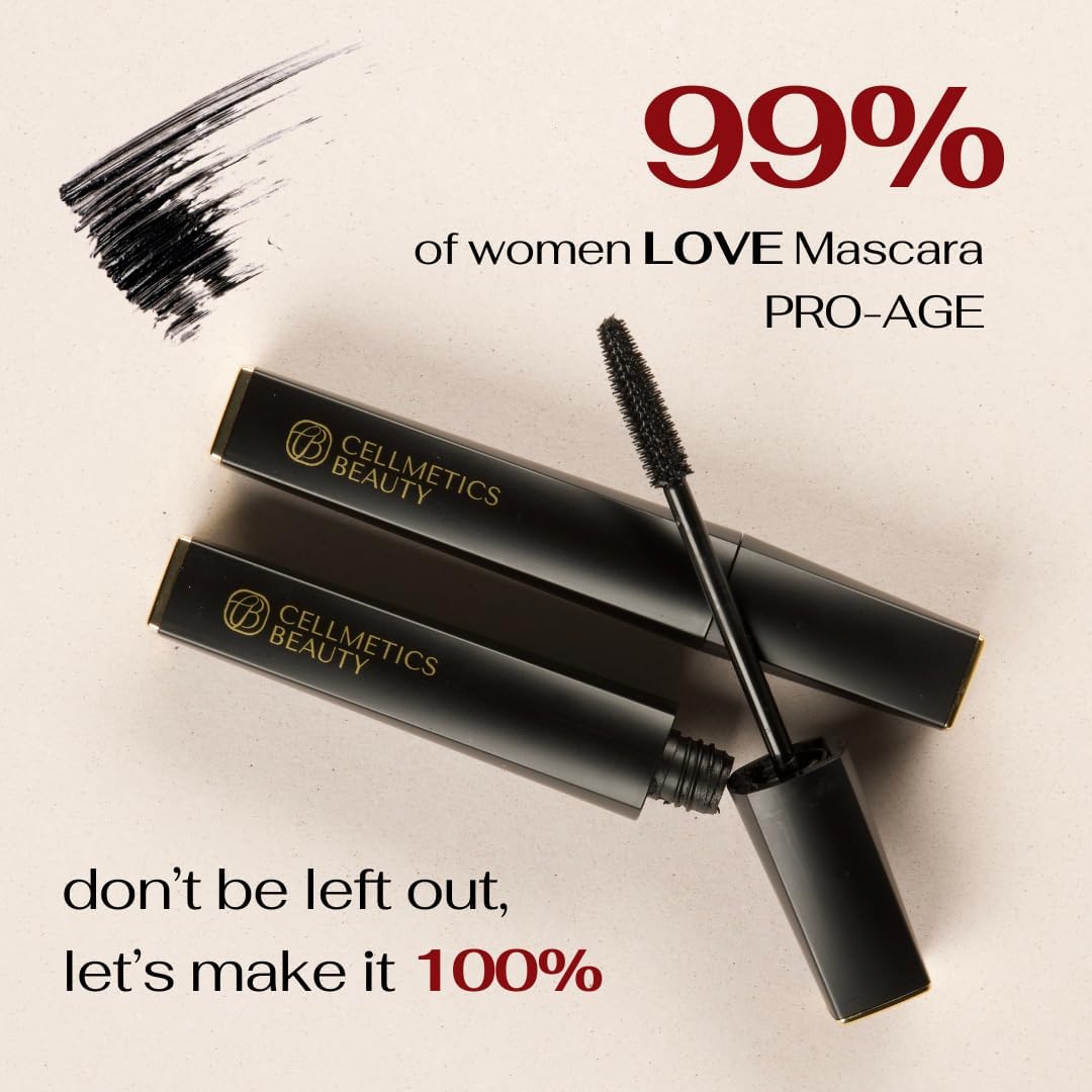 CELLMETICS BEAUTY Mascara showing easy removal with warm water