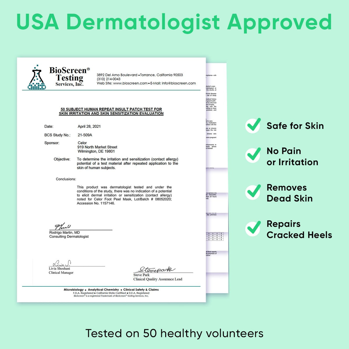 CÉLOR Foot Peel Mask alongside foot care tools