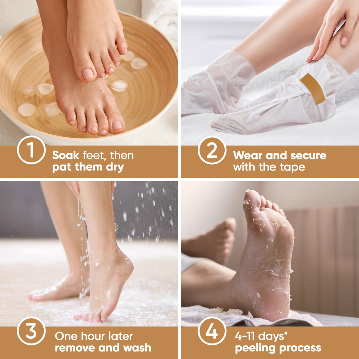 CÉLOR Foot Peel Mask booties displayed with Aloe Vera Extract