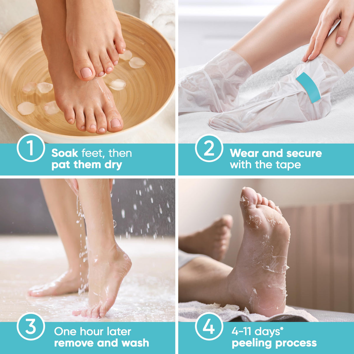 CÉLOR Foot Peel Mask booties laid out for use