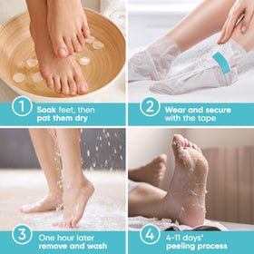 CÉLOR Foot Peel Mask booties laid out for use