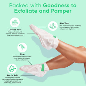 CÉLOR Foot Peel Mask ingredients list showing Aloe Vera and Lavender
