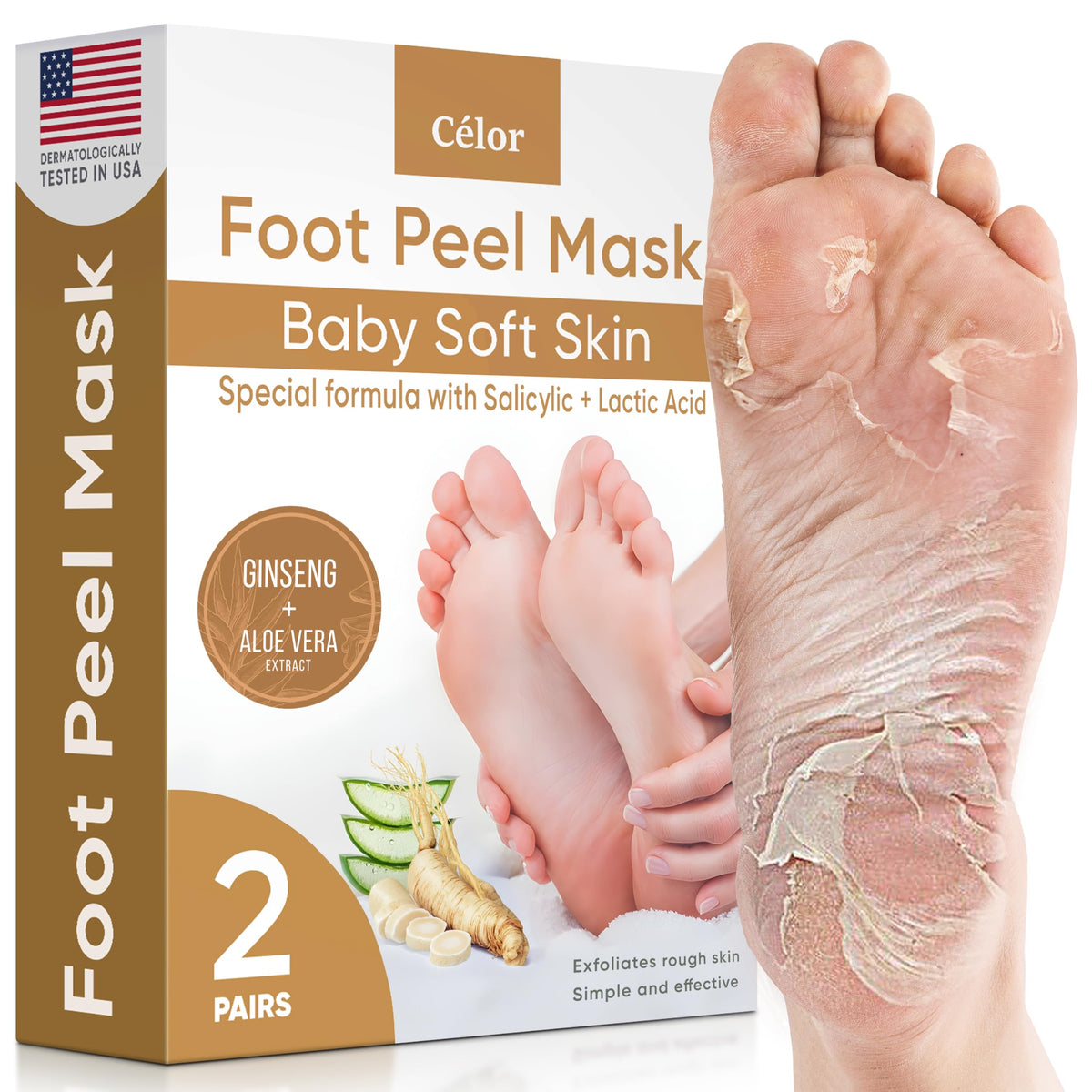CÉLOR Foot Peel Mask packaging front view with lavender scent