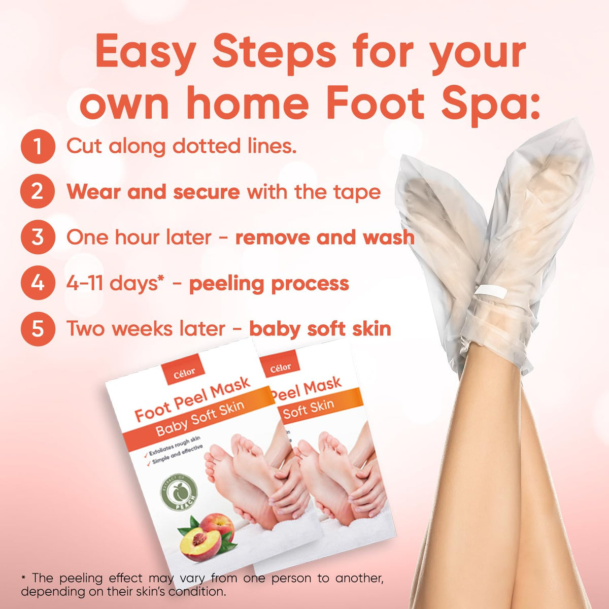CÉLOR Foot Peeling Mask application on feet