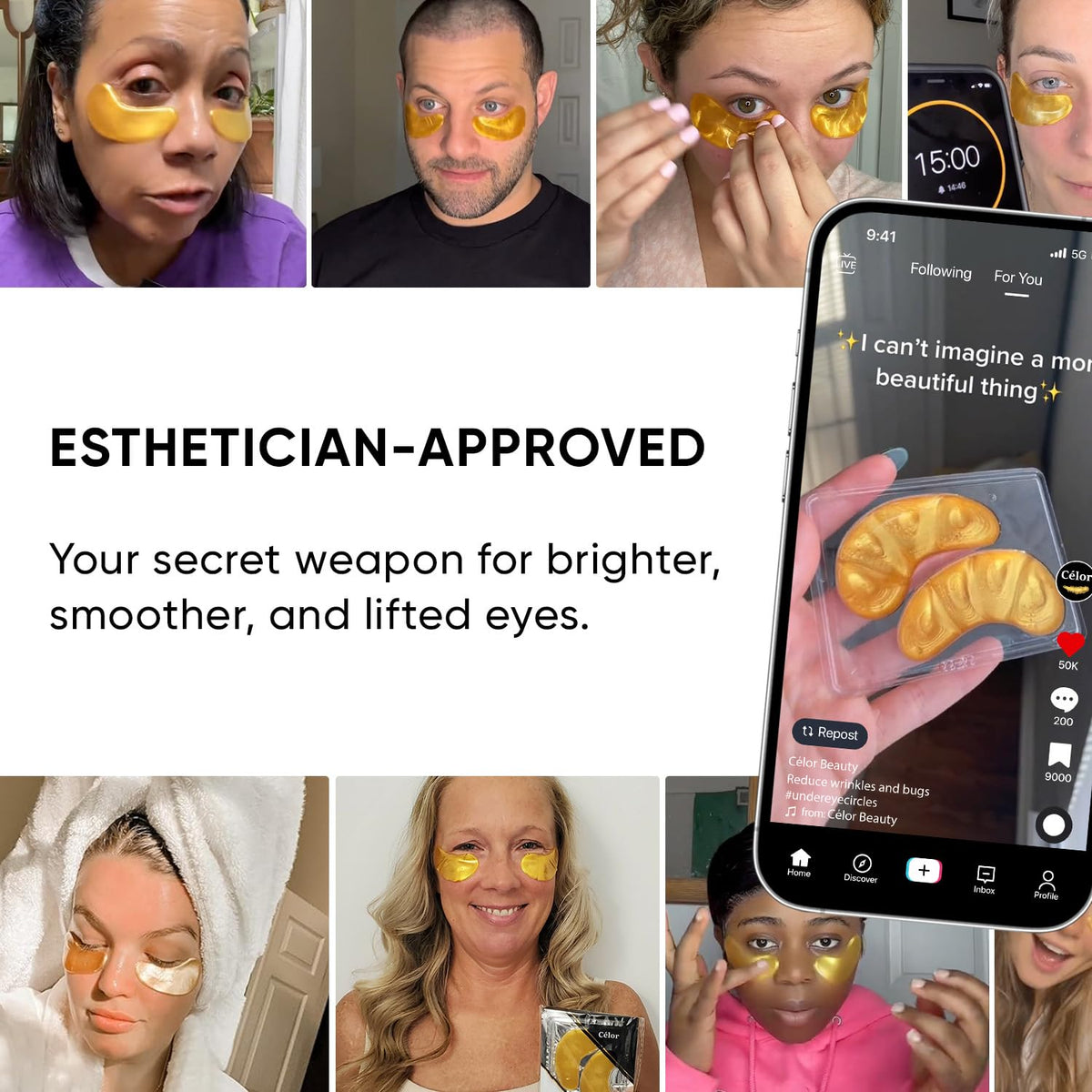 CÉLOR Under Eye Patches in a self-care setting