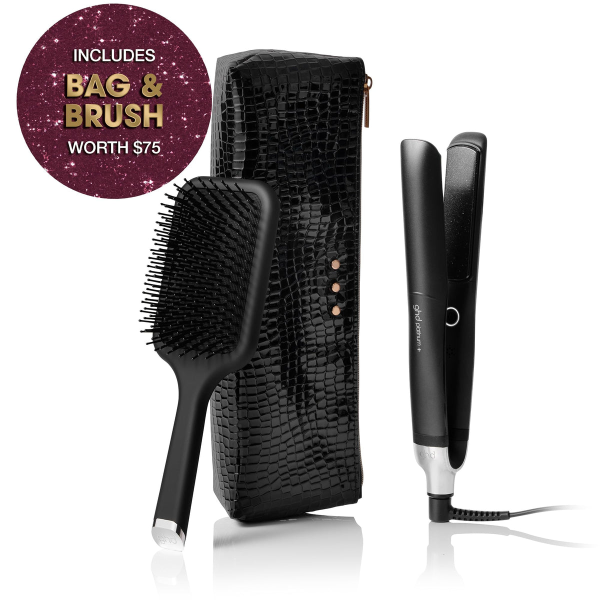 Ceramic floating plates of ghd Platinum+ Flat Iron close-up