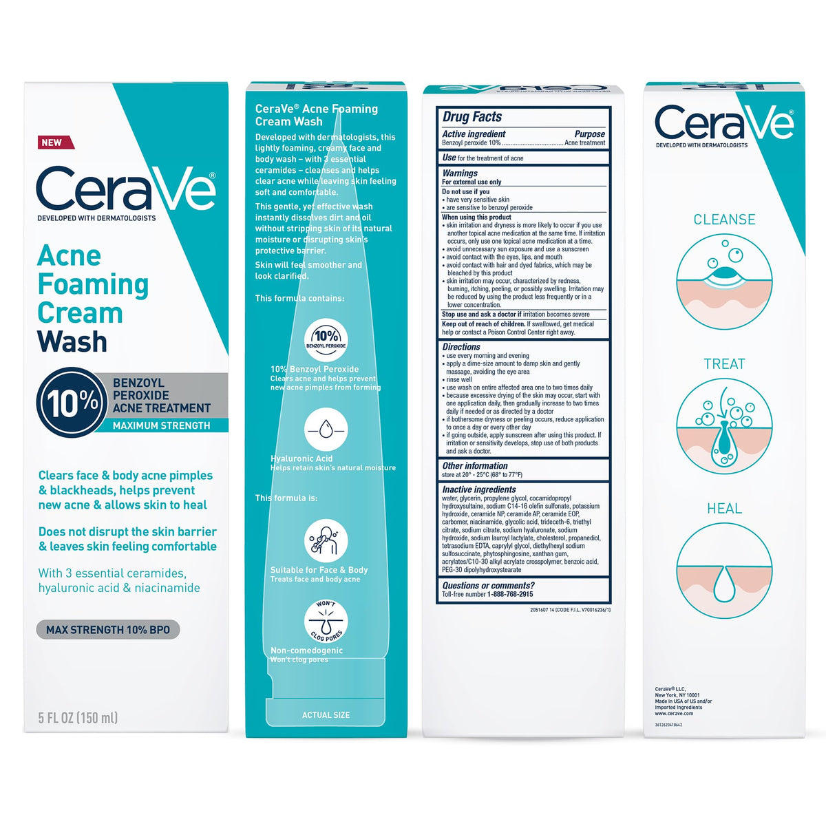 CeraVe Acne Foaming Cream Wash back view